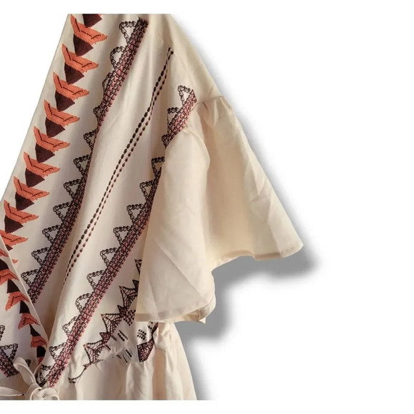 BloomChic women's cream boho printed elastic waistband blouse  - size 12 - Picture 4 of 7